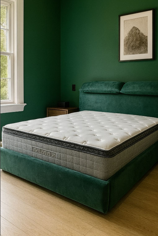 Cama diseño almohadas en respaldo